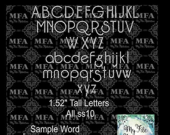 1.52 Inch Riesling Letters Rhinestone Template (Digital Download File): ss10 svg dxf eps plt (This is NOT a Typeable font)