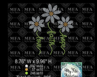 Instant Download Rhinestone File Love Faith Hope Daisies svg dxf eps plt