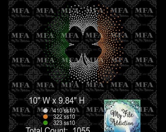 Rhinestone Template Download File St. Patrick's Day Shamrock Scatter 2 svg dxf eps plt