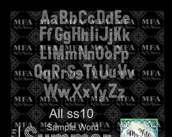 This Is NOT a Typeable font - Pre-stoned 2.5 Arial Upper & Lowercase Block Letters 3 Rows ss10 Download Rhinestone File svg dxf eps plt