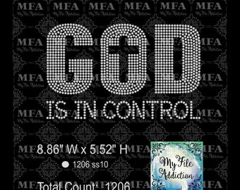 Plantilla de Rhinestone Descargar archivo Dios tiene el control svg dxf eps plt