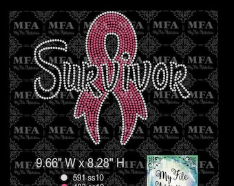 Rhinestone Template Download File Survivor 1 with Awareness Ribbon Breast Ovarian Liver Pancreatic Brain Uterine svg dxf eps plt