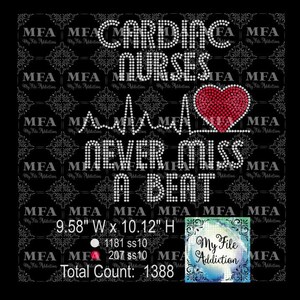 Strass Vorlage Download-Datei Cardiac Nurses Never Miss A Beat RN svg dxf eps plt