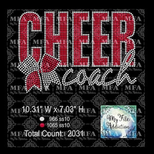 Rhinestone Template Download File Cheer Coach Bold with Bow svg dxf eps plt