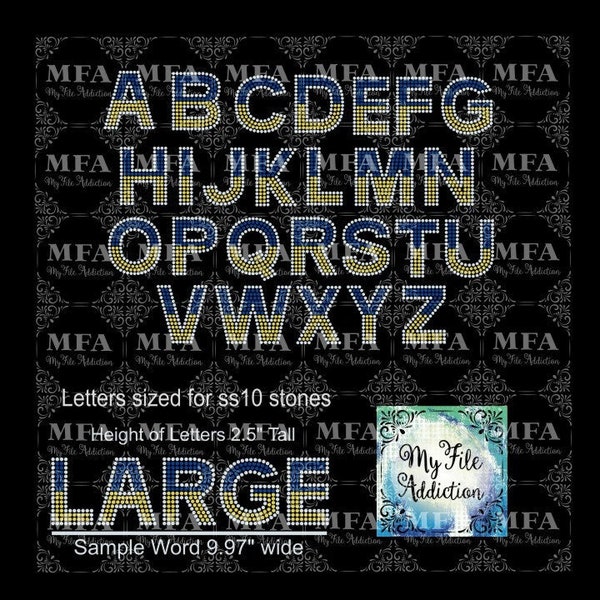 This Is NOT a Typeable font - 2.5" Arial Bold 3 Colors ss10 Instant Download Rhinestone File svg dxf eps plt