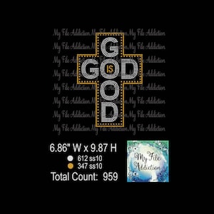 Strass Vorlage Download-Datei Gott ist gut mit Kreuz svg dxf eps plt