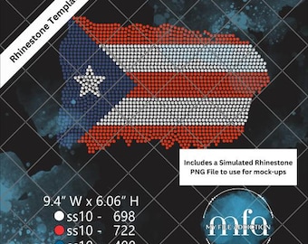 Puerto Rico Flag Weathered Rhinestone Template ss10 - svg dxf eps plt file