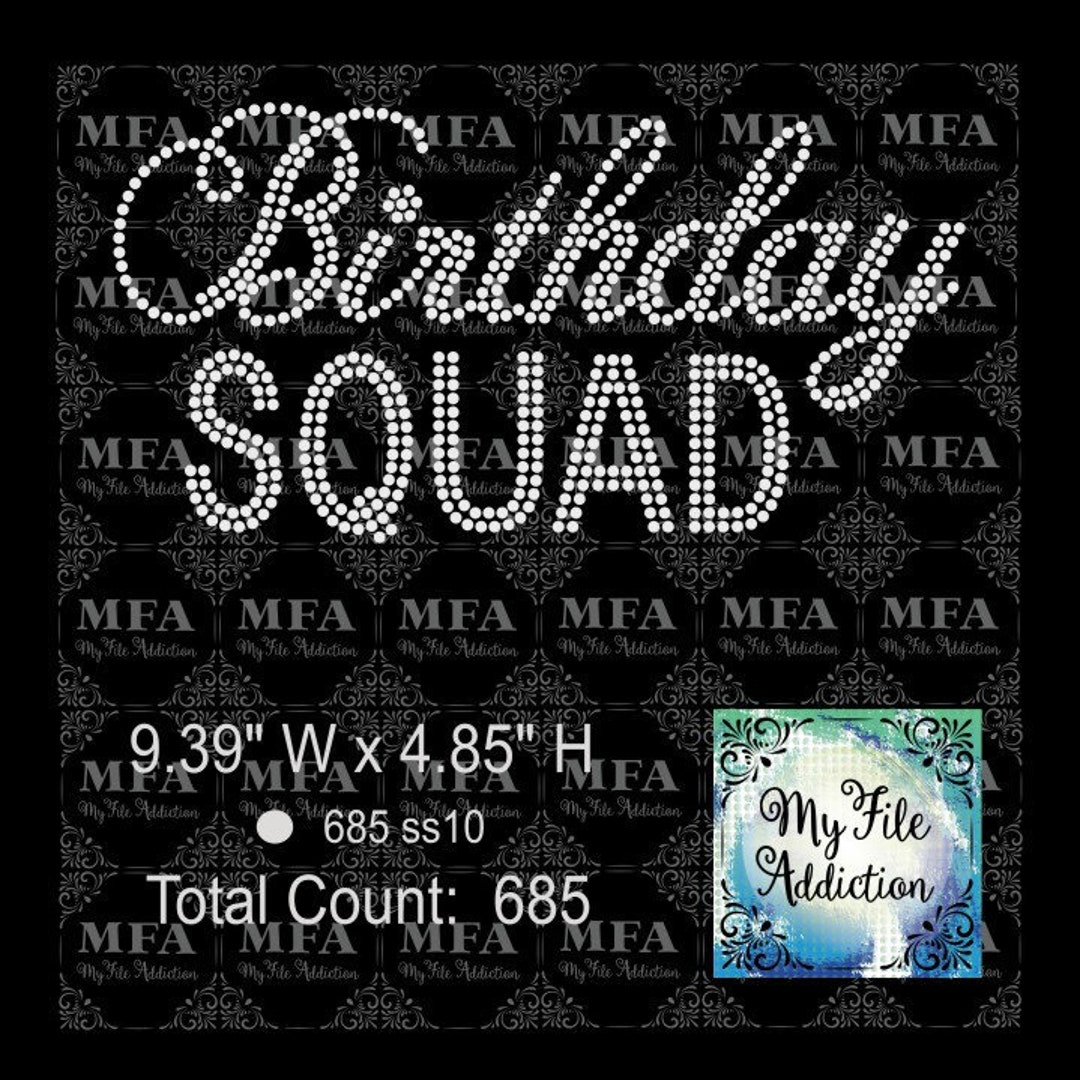 Rhinestone Template Download File - Birthday Squad Svg Dxf Eps Plt - Etsy