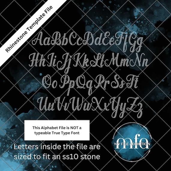 Script 04 Letters Rhinestone Template (Digital Download File): ss10 svg dxf eps plt (This is NOT a Typeable font)