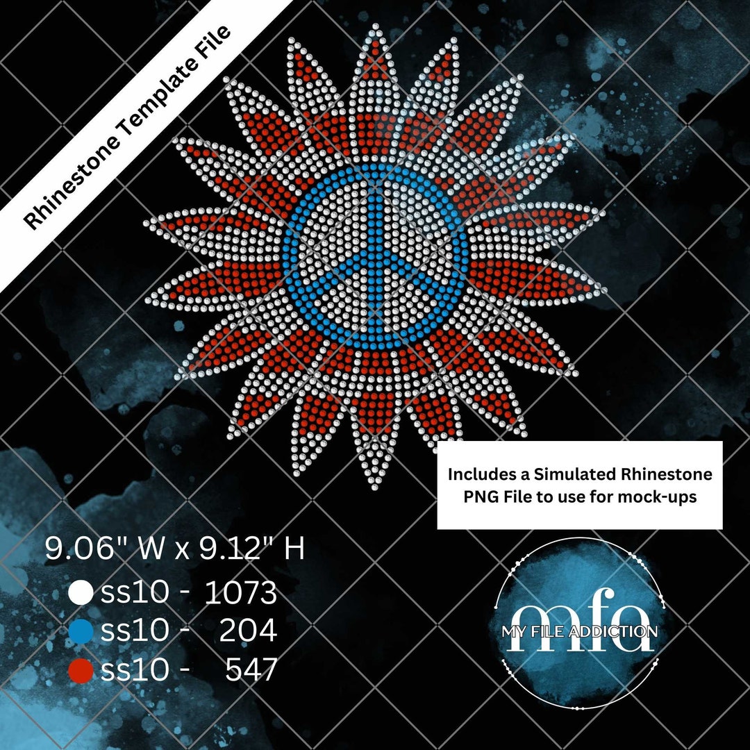 Rhinestone Template Flag Sunflower Peace Sign Ss10 Svg Dxf Eps Plt Png ...