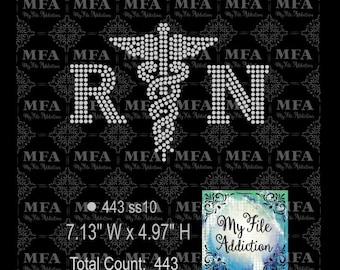 Plantilla de Rhinestone Descargar archivo RN Medical Caduceus Enfermería Enfermera svg dxf eps plt