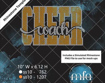 Cheer Coach Bold Script Rhinestone Template: ss10 svg dxf eps plt (Digital Download File)