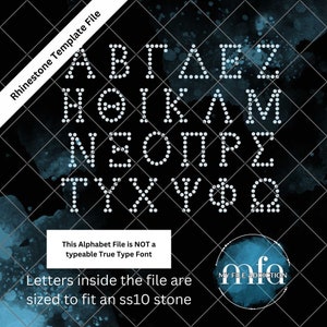 Dies ist KEINE typierbare Schriftart - Versteinerte 1,17 Zoll griechische Buchstaben ss10 Strass Vorlage svg dxf eps plt Datei