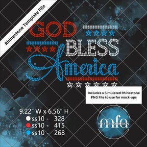 Rhinestone Template God Bless America ss10 svg dxf eps plt png File