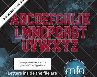 6.08 Inch Athletic Letters Rhinestone Template ss10 - svg dxf eps plt files