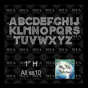 This Is NOT a Typeable font - Pre-stoned 1&quot; Arial Block Letters ss10 Rhinestone Template Download File svg dxf eps plt