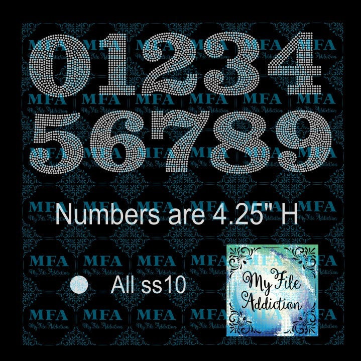 4.25 Inch Numbers Rhinestone Template (digital Download File): Ss10 Svg ...