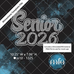 Rhinestone Template Senior 2026 Script ss10 svg dxf eps plt File