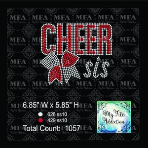 Plantilla de Rhinestone Descargar archivo Cheer Sis Bold con Bow Sister svg dxf eps plt