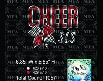 Pobierz plik szablonu z kryształkami Cheer Sis Bold z kokardą Sister svg dxf eps plt