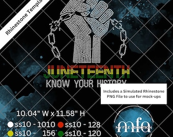 Rhinestone Template Juneteenth Know Your History ss10 svg dxf eps plt png File