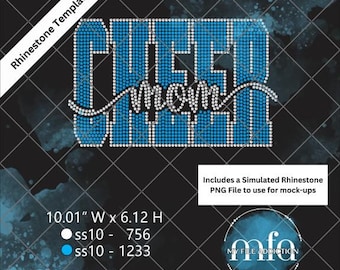 Cheer Mom Bold Script Rhinestone Template: ss10 svg dxf eps plt (Digital Download File)