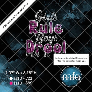 Strass Vorlage Girls Rule Boys Drool 2 ss10 svg dxf eps plt png File