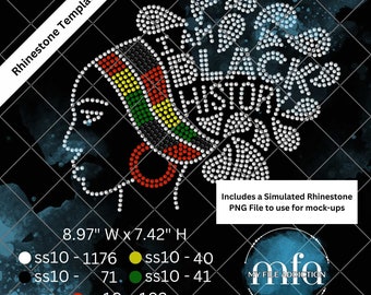Modèle de strass Je suis Black History Afro ss10 svg dxf eps plt png fichier