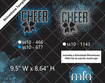 Cheer with Bow Scatter Rhinestone Template ss10 - svg dxf eps plt file