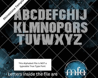 3,98 inch vetgedrukte letters strass sjabloon (digitaal downloadbestand): ss10 svg dxf eps plt (dit is GEEN typbaar lettertype)