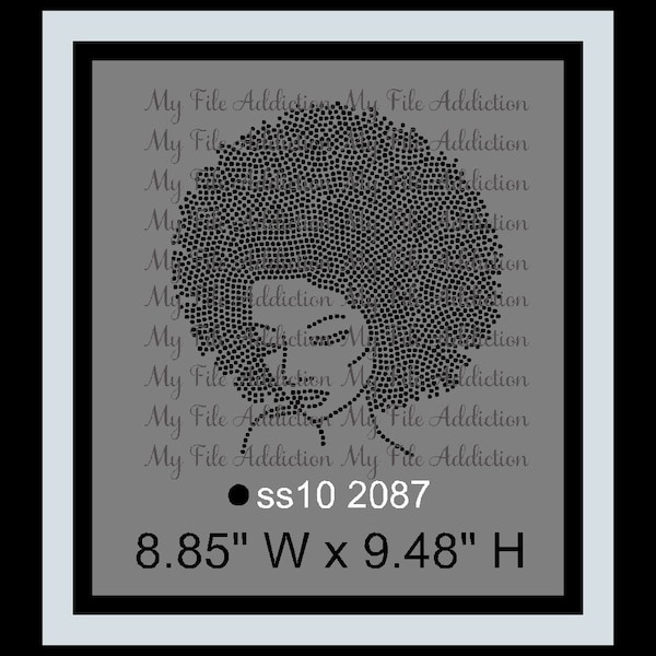 Rhinestone Template Download File Afro Woman Lady svg dxf eps plt