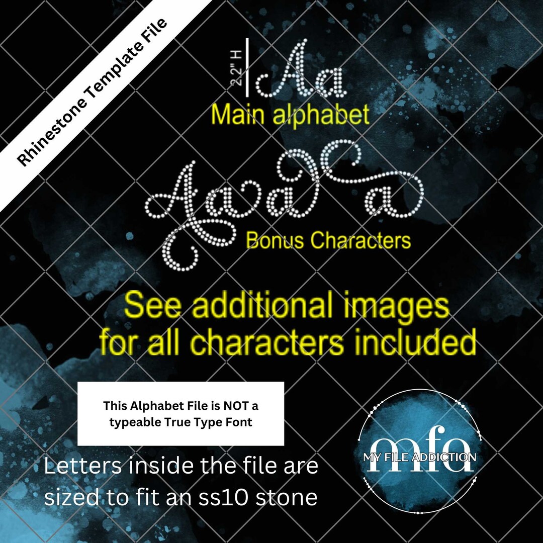 Laura Script Letters Rhinestone Template (digital Download File): Ss10 ...