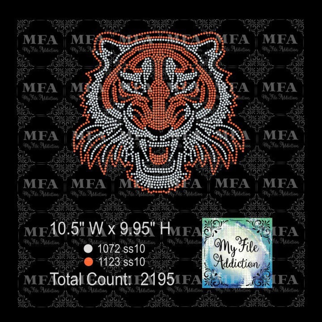 Tiger Rhinestone Rhinestone Template Download File Tiger Svg Dxf Eps Plt - Etsy