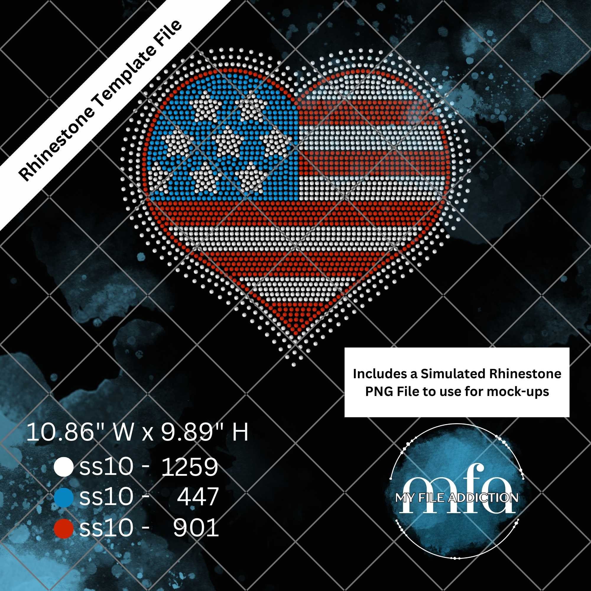 Flag Heart Rhinestone Template Ss10 - Svg Dxf Eps Plt Png File - Etsy