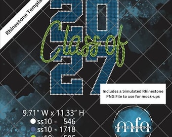 Class of 2027 Stacked Rhinestone Template  ss10 - svg dxf eps plt File