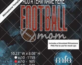 Football Mom Bold 1 Rhinestone Template ss10 - svg dxf eps plt png Files