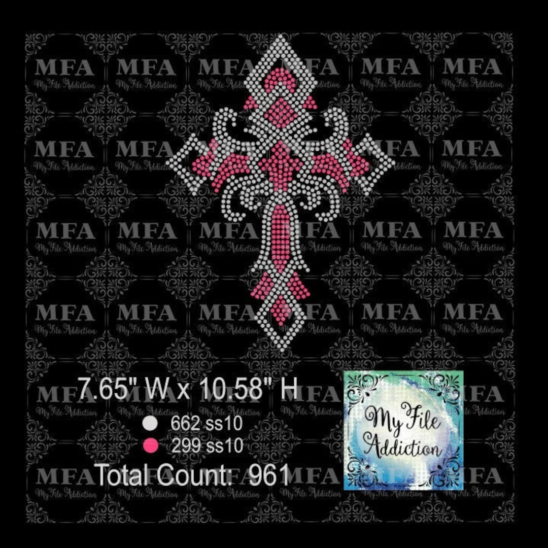 Rhinestone Template Download File Cross With Scroll Svg Dxf Eps Plt - Etsy