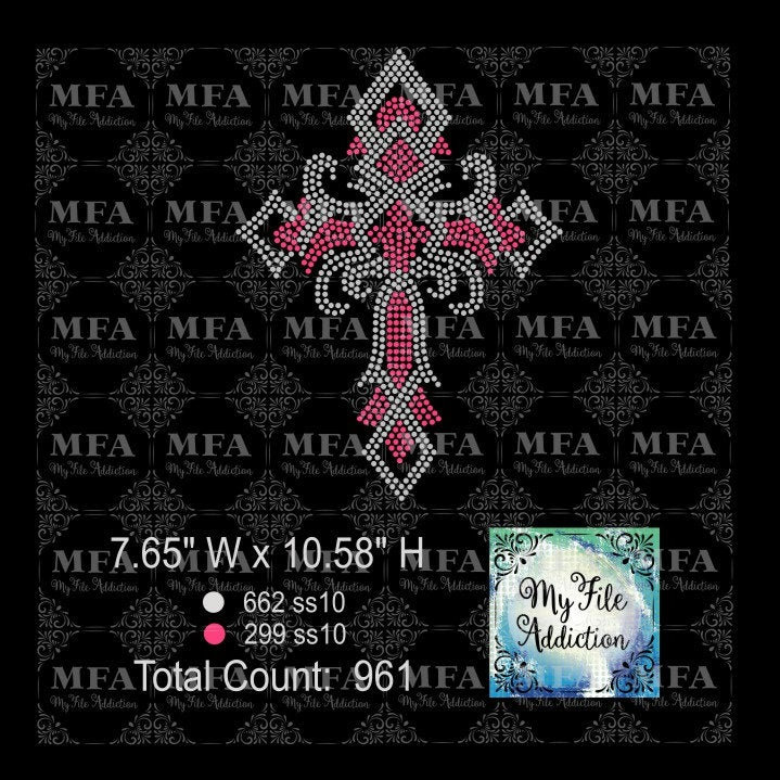 Rhinestone Template Download File Cross With Scroll Svg Dxf Eps Plt - Etsy