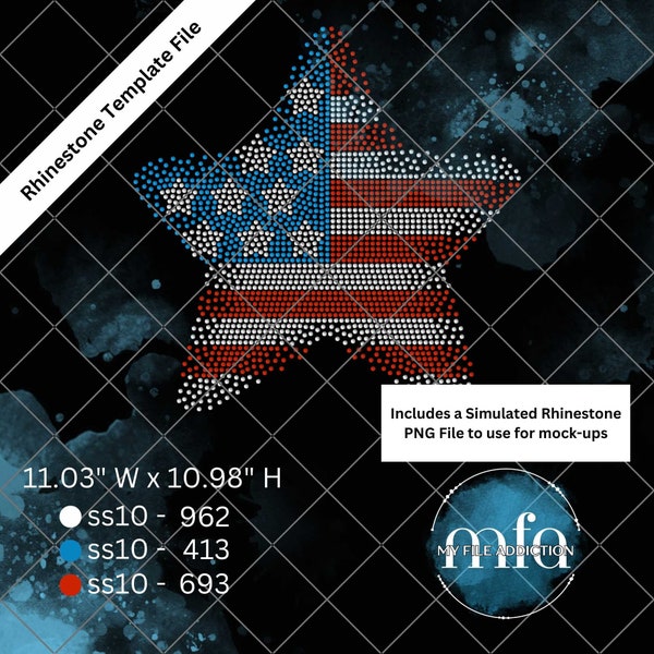 Strass sjabloon vlag ster Scatter ss10 svg dxf eps plt png-bestand