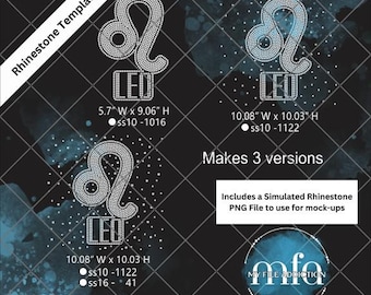 Leo Scatter Rhinestone Template ss10 & ss16 - svg dxf eps plt png Zodiac File
