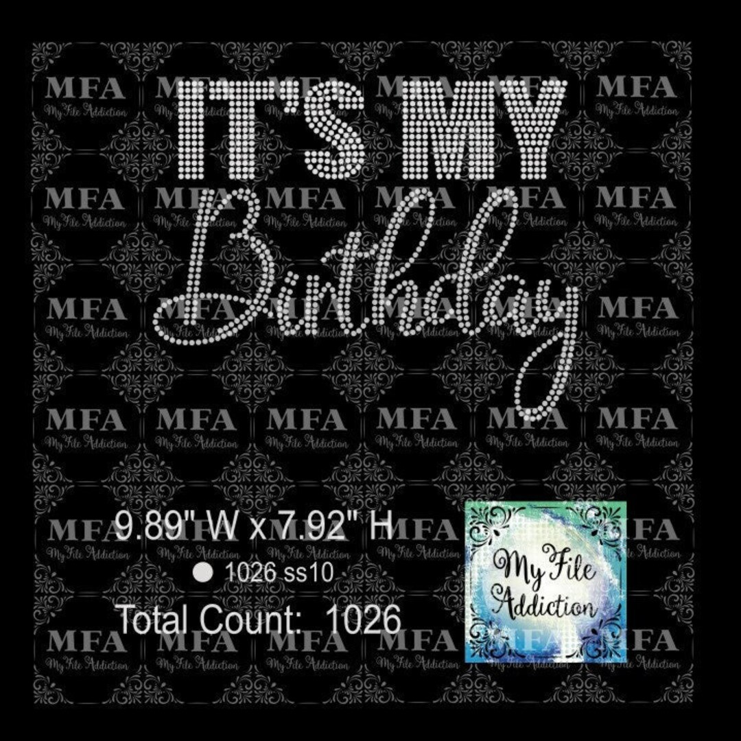 Rhinestone Template Download File - It's My Birthday 2 Svg Dxf Eps Plt ...