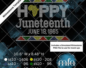 Rhinestone Template Happy Juneteenth ss10 svg dxf eps plt png File