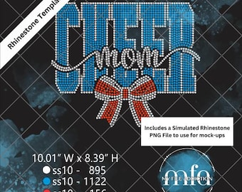 Cheer Mom Rhinestone Template: Bold Script Bow, ss10 SVG (Digital Download File)