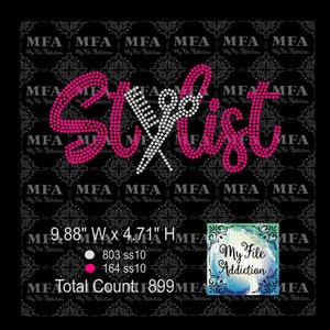 Rhinestone Template Download File Stylist 1 with Scissors & Comb svg dxf eps plt
