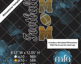 Football Mom Vertical Rhinestone Template Download File ss10 - svg dxf eps plt png