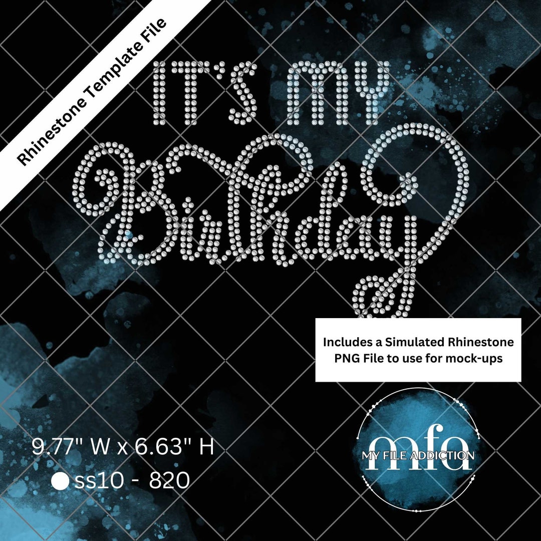 Rhinestone Template It's My Birthday Swirly Svg Dxf Eps Plt File - Etsy