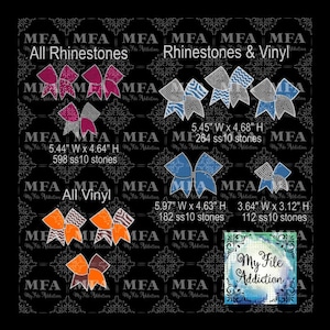 Instant Download Rhinestone & Vinyl Cheer Bow Bundle svg dxf eps plt