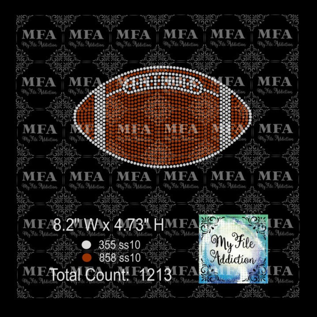 Rhinestone Template Download File Football 8 Inch Svg Dxf Eps Plt - Etsy