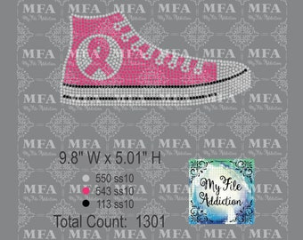Rhinestone Template Download File High Top Awareness Ribbon Breast Colon Leukemia Ovarian Pancreatic Kidney Uterine Liver svg dxf eps plt