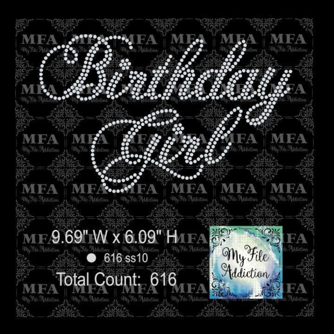 Rhinestone Template Download File - Birthday Girl Svg Dxf Eps Plt - Etsy
